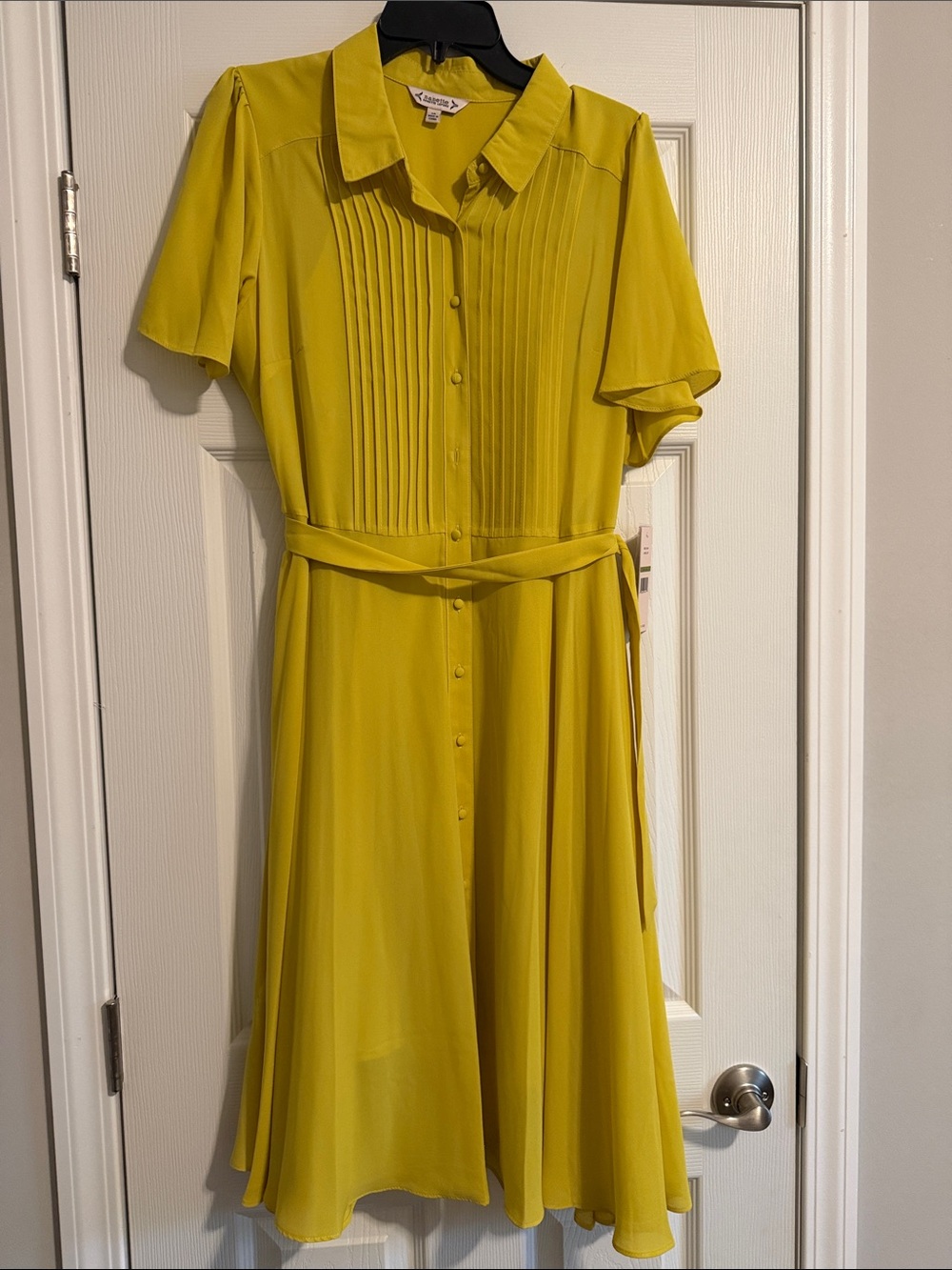 Nanette Lepore Vibrant Yellow Pintuck Midi Dress